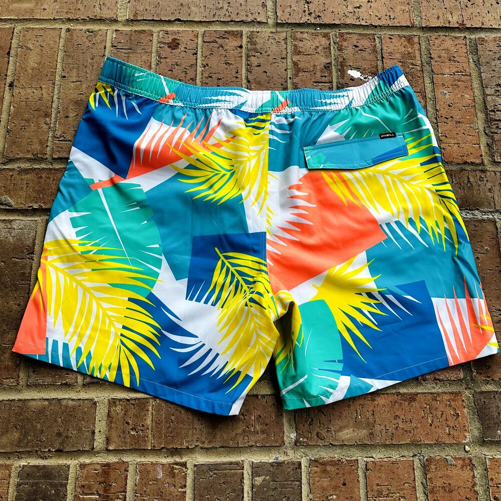 O'neill Men's Multicolor Leaf Stretch Elastic Waist Swim Boardshorts Sz XXL NWT - Picture 2 of 5